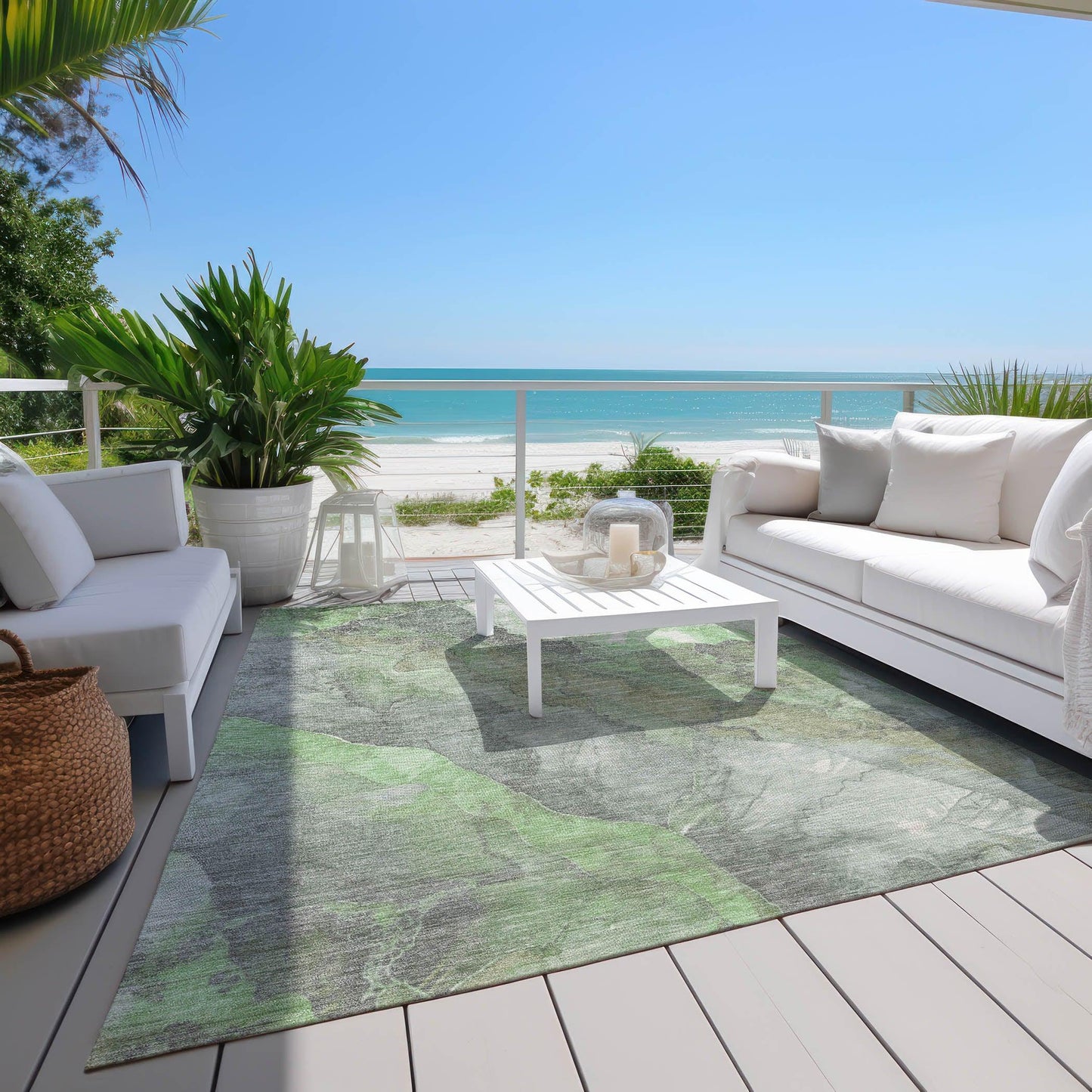 Naelien Green Washable Indoor-Outdoor Rug