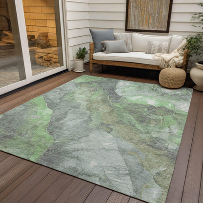 Naelien Green Washable Indoor-Outdoor Rug