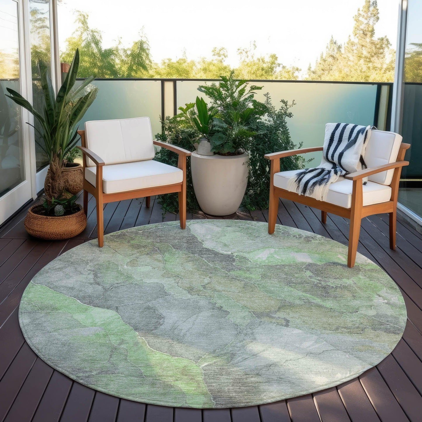 Naelien Green Washable Indoor-Outdoor Rug
