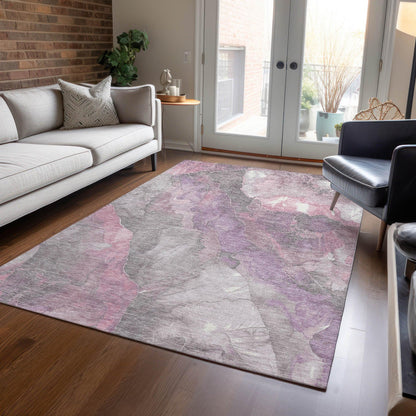 Naelien Pink Washable Indoor-Outdoor Rug