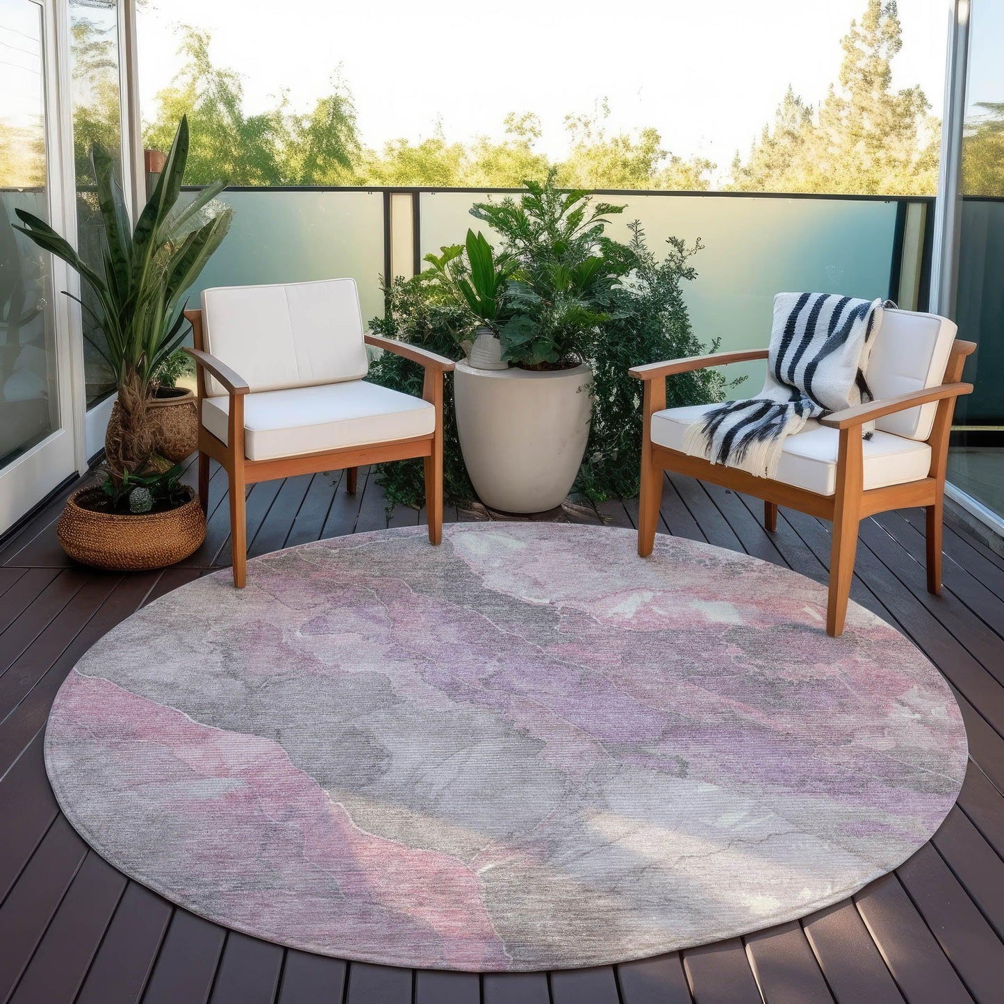 Naelien Pink Washable Indoor-Outdoor Rug