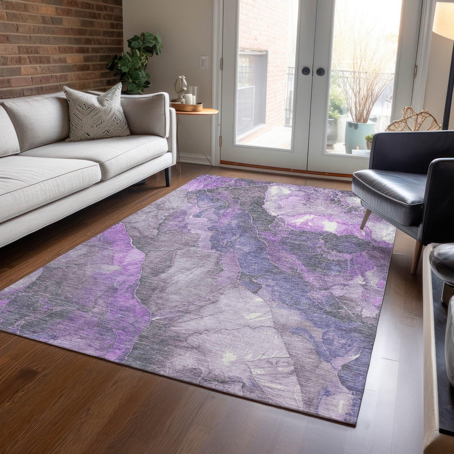 Naelien Purple Washable Indoor-Outdoor Rug