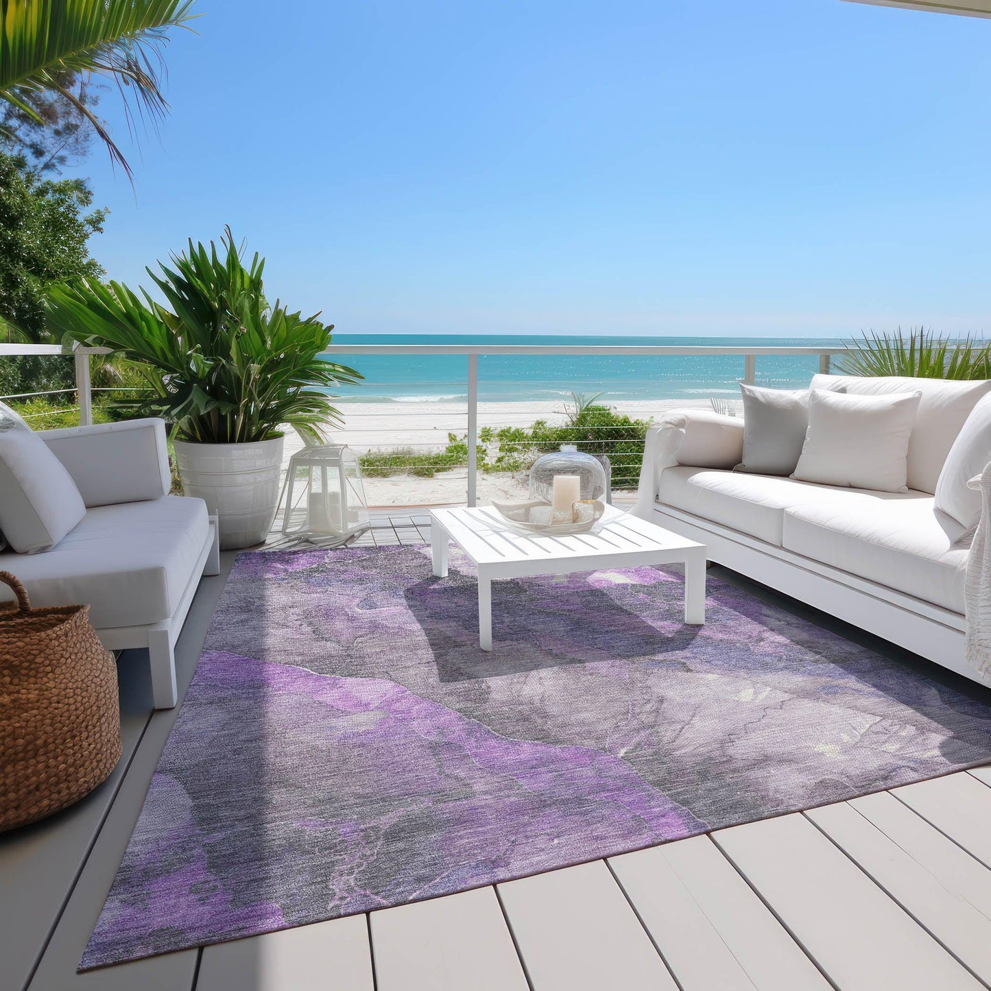 Naelien Purple Washable Indoor-Outdoor Rug