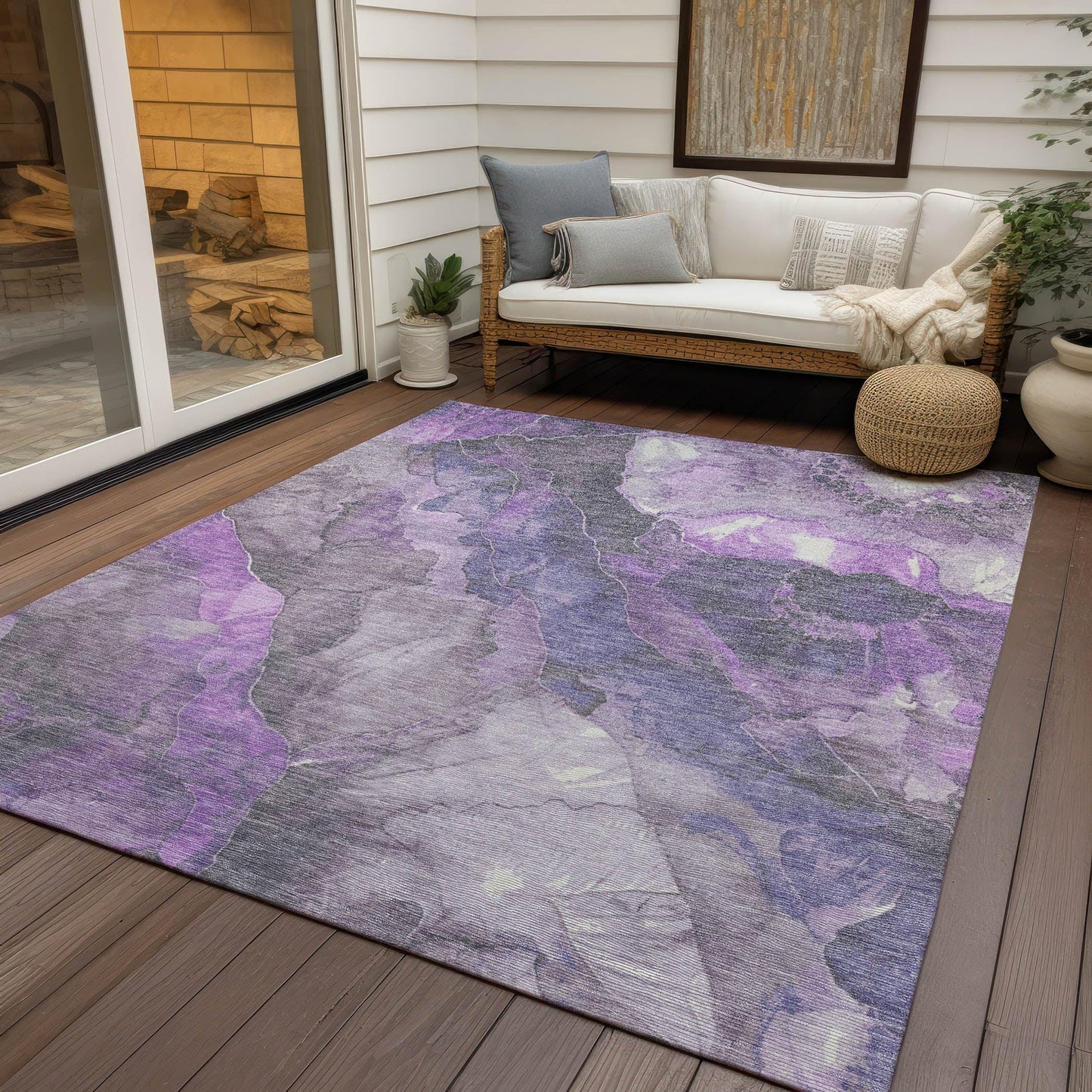 Naelien Purple Washable Indoor-Outdoor Rug