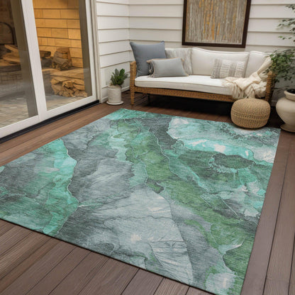 Naelien Teal Washable Indoor-Outdoor Rug