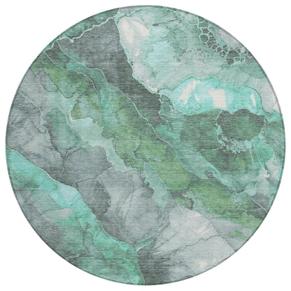 Naelien Teal Washable Indoor-Outdoor Rug