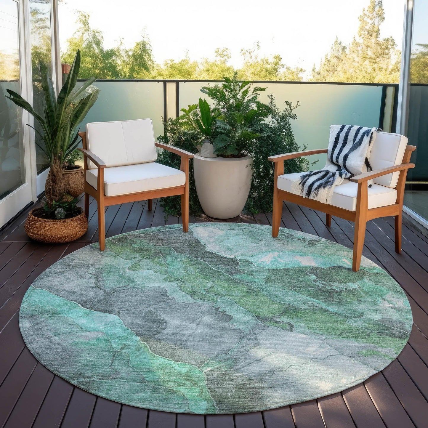 Naelien Teal Washable Indoor-Outdoor Rug