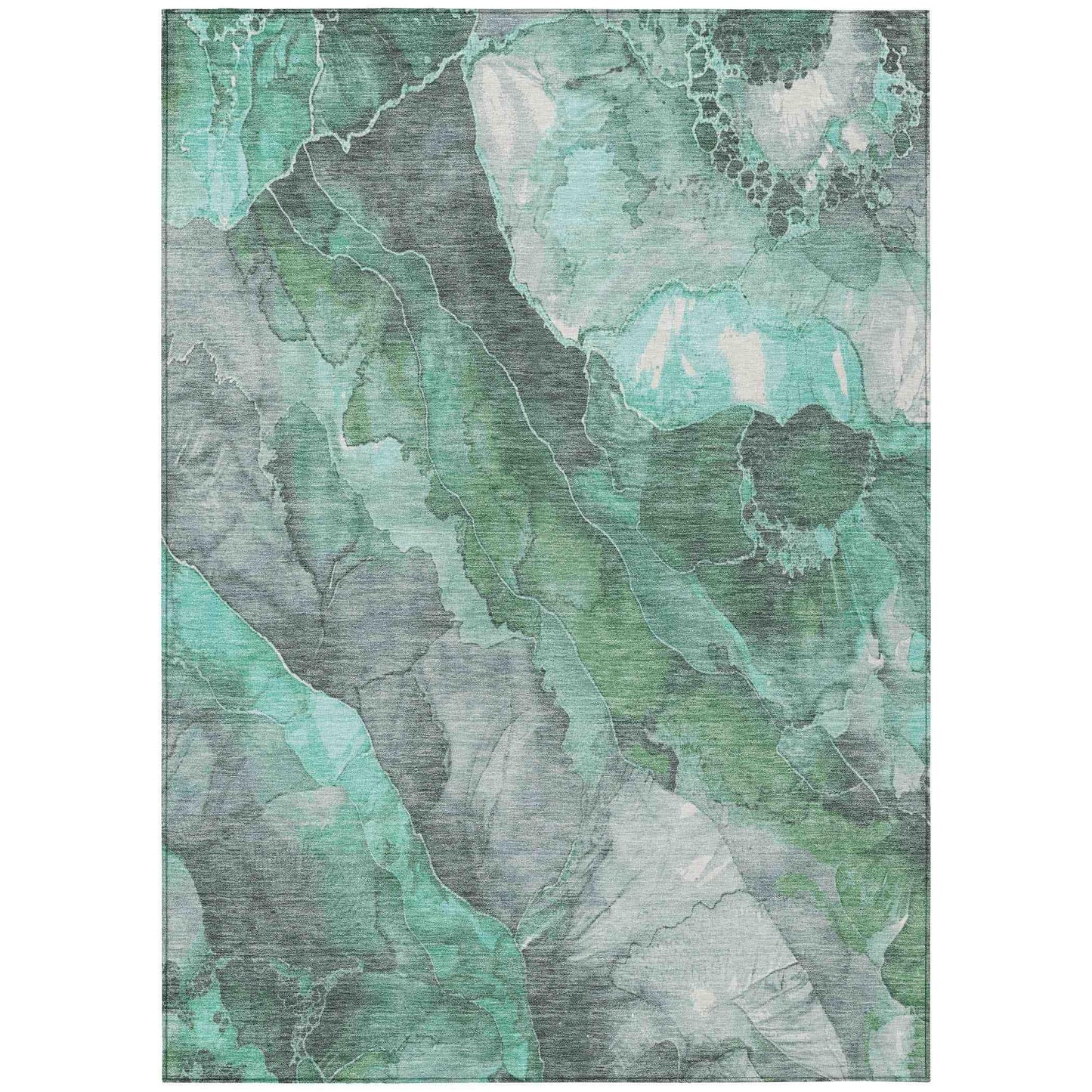 Naelien Teal Washable Indoor-Outdoor Rug