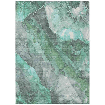 Naelien Teal Washable Indoor-Outdoor Rug