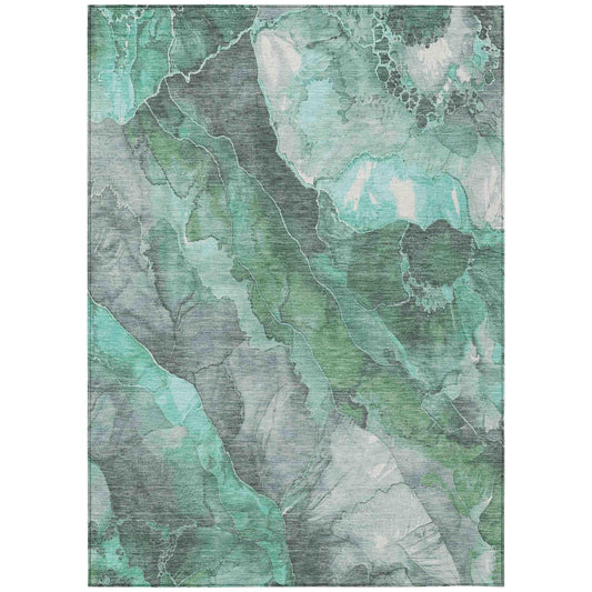 Naelien Teal Washable Indoor-Outdoor Rug