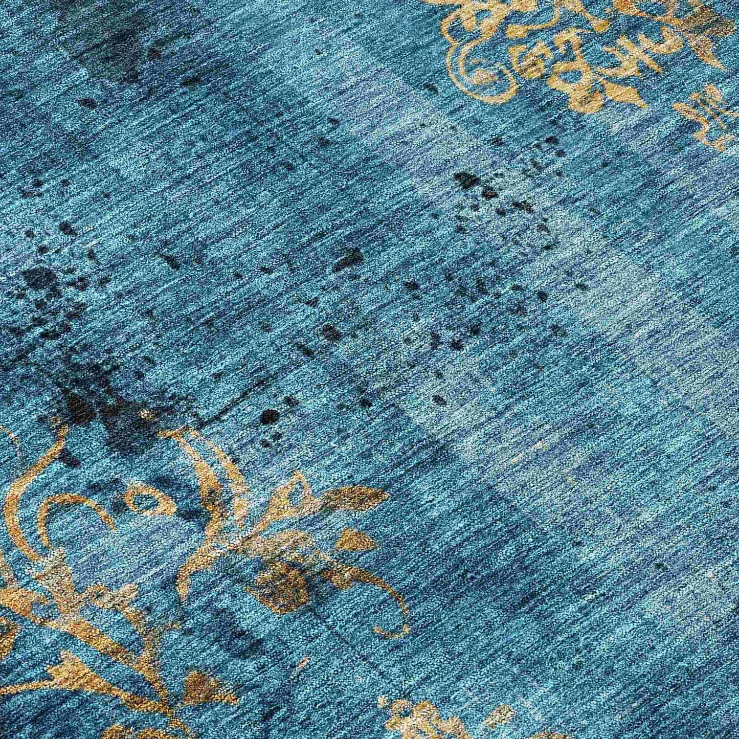 Naelion Blue Washable Indoor-Outdoor Rug