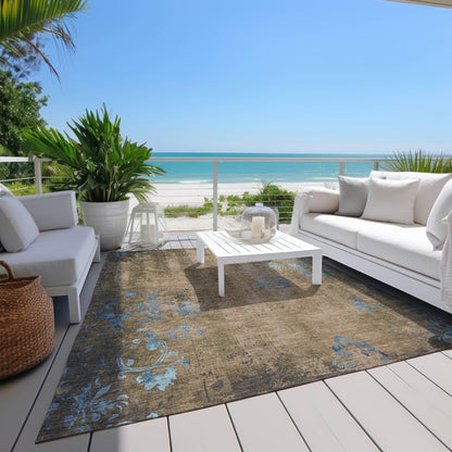 Naelion Brown Washable Indoor-Outdoor Rug