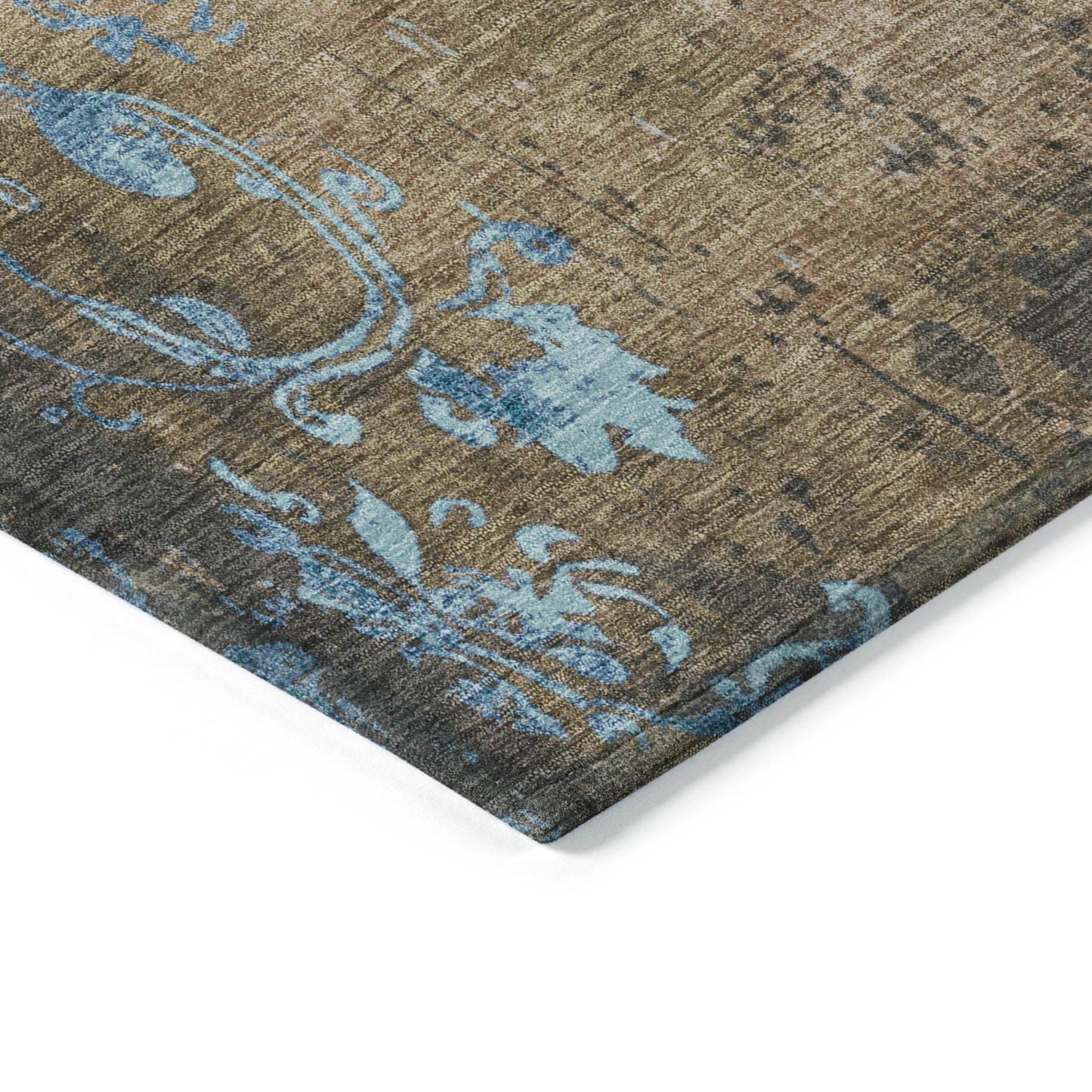 Naelion Brown Washable Indoor-Outdoor Rug