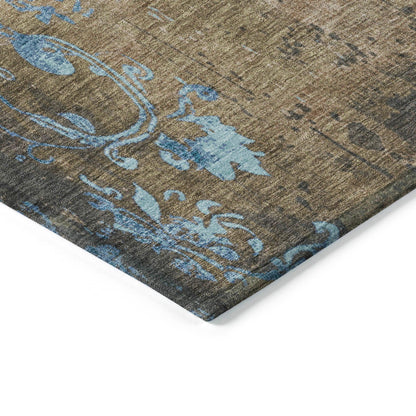 Naelion Brown Washable Indoor-Outdoor Rug