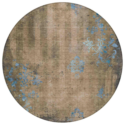 Naelion Brown Washable Indoor-Outdoor Rug