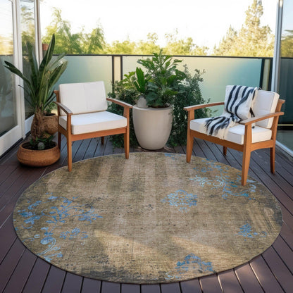 Naelion Brown Washable Indoor-Outdoor Rug