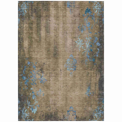 Naelion Brown Washable Indoor-Outdoor Rug