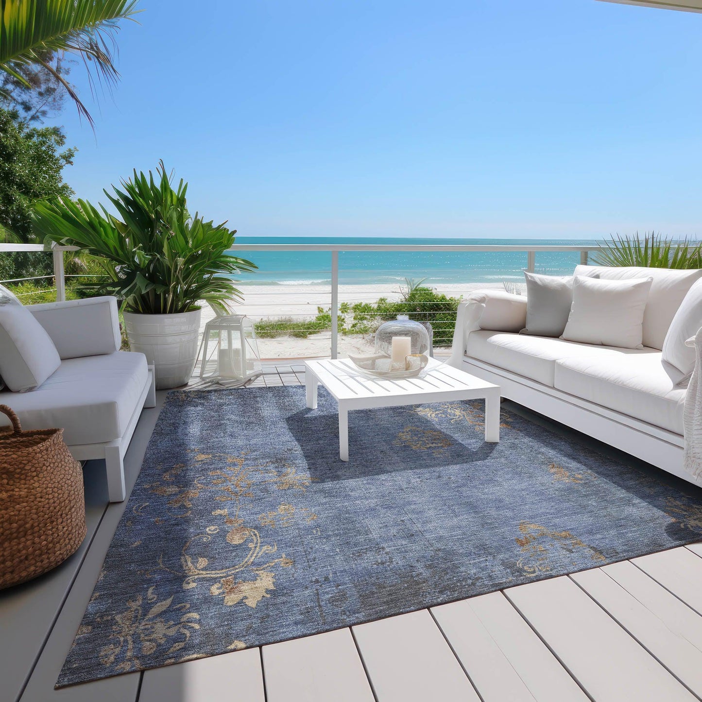 Naelion Denim Washable Indoor-Outdoor Rug