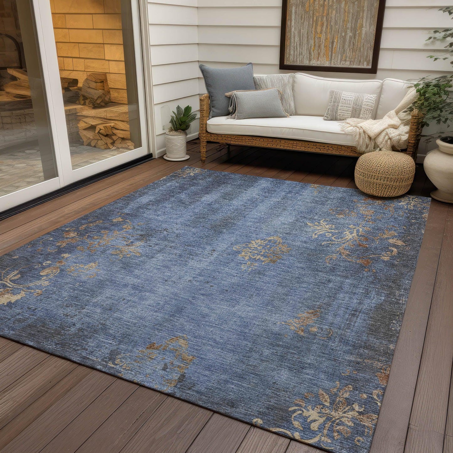 Naelion Denim Washable Indoor-Outdoor Rug