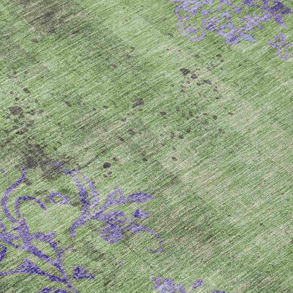 Naelion Green Washable Indoor-Outdoor Rug