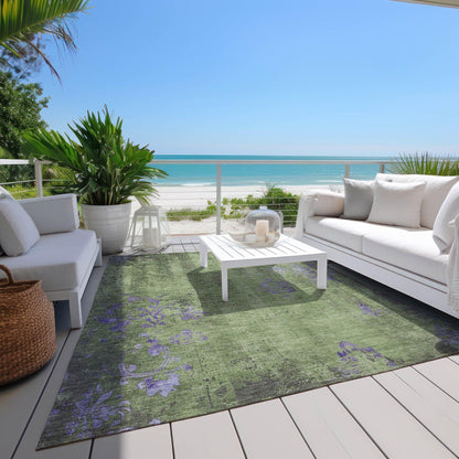 Naelion Green Washable Indoor-Outdoor Rug