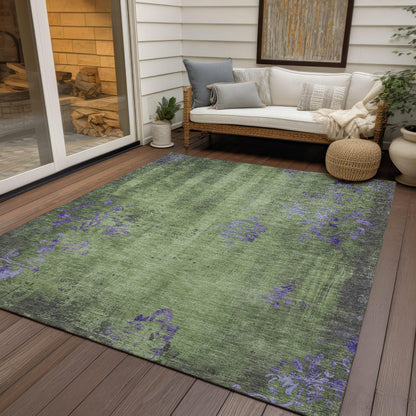 Naelion Green Washable Indoor-Outdoor Rug