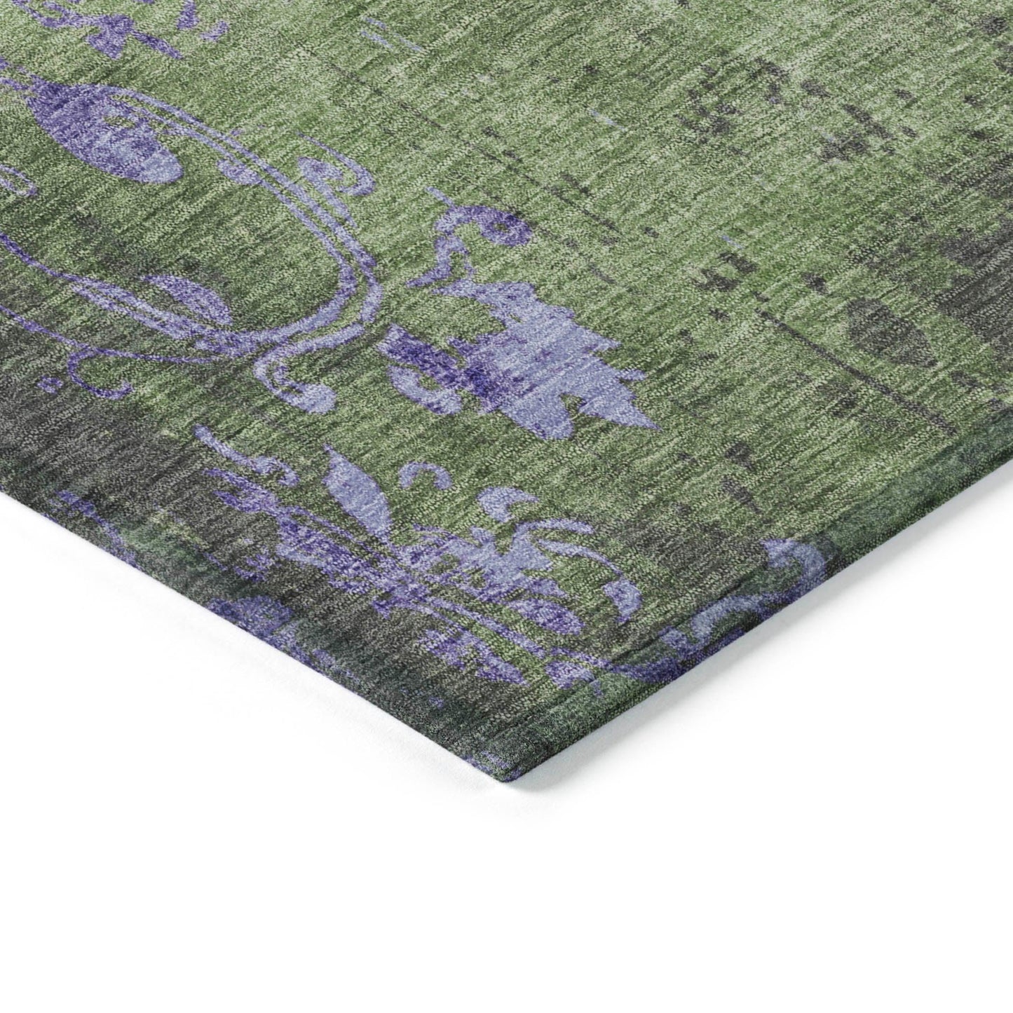 Naelion Green Washable Indoor-Outdoor Rug