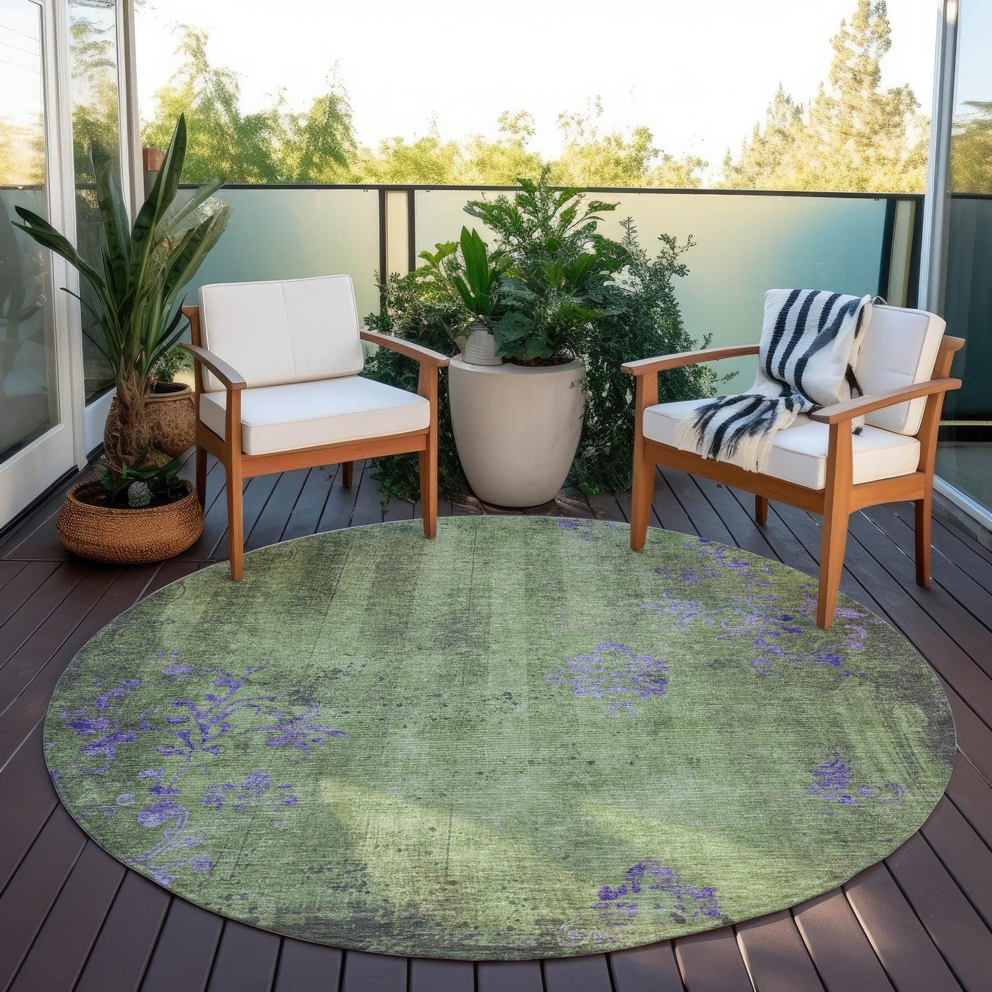 Naelion Green Washable Indoor-Outdoor Rug