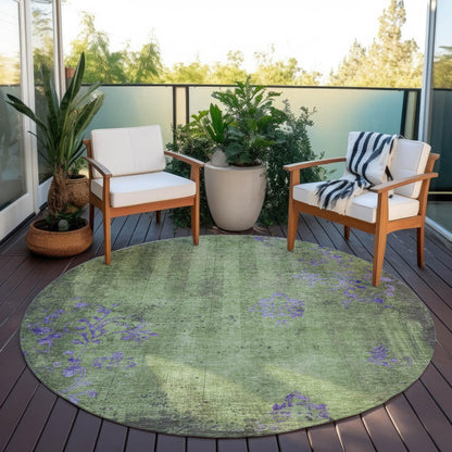 Naelion Green Washable Indoor-Outdoor Rug