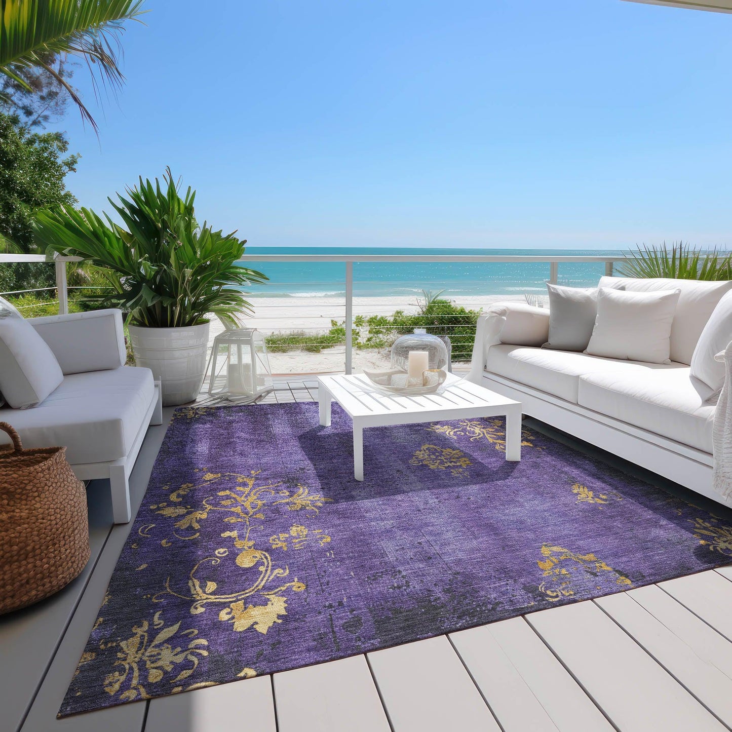 Naelion Purple Washable Indoor-Outdoor Rug