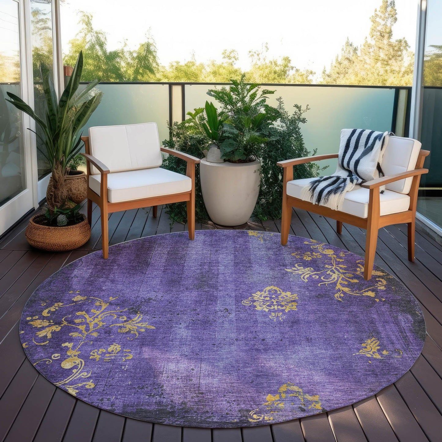 Naelion Purple Washable Indoor-Outdoor Rug