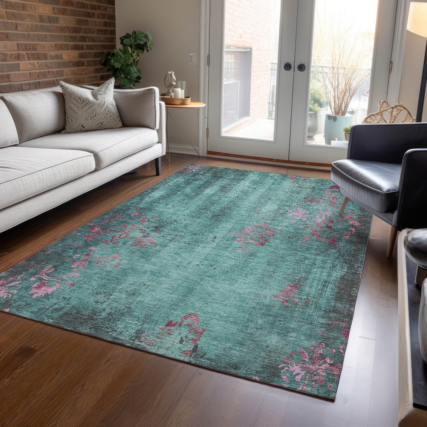 Naelion Seafoam Washable Indoor-Outdoor Rug