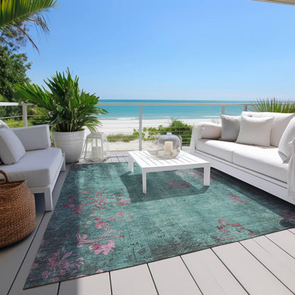 Naelion Seafoam Washable Indoor-Outdoor Rug
