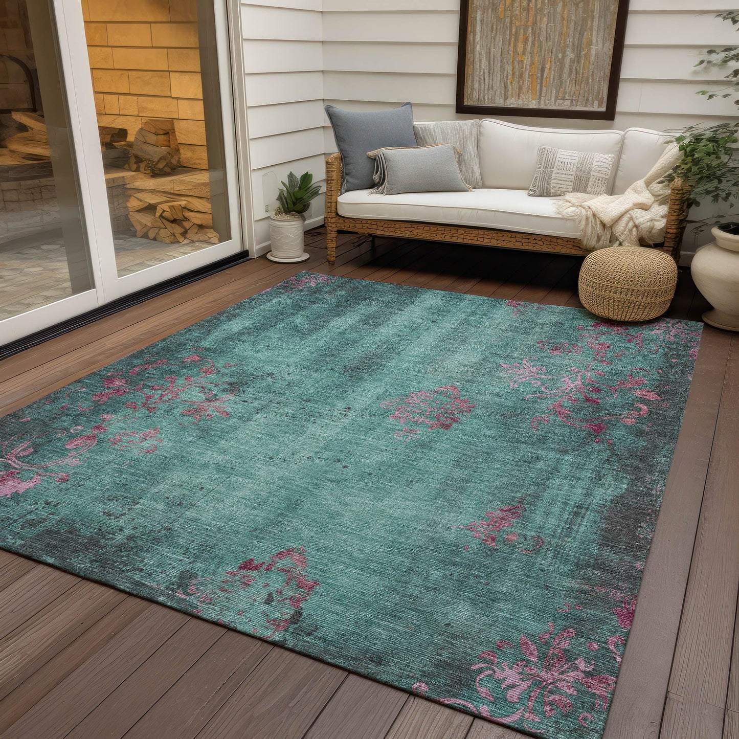 Naelion Seafoam Washable Indoor-Outdoor Rug