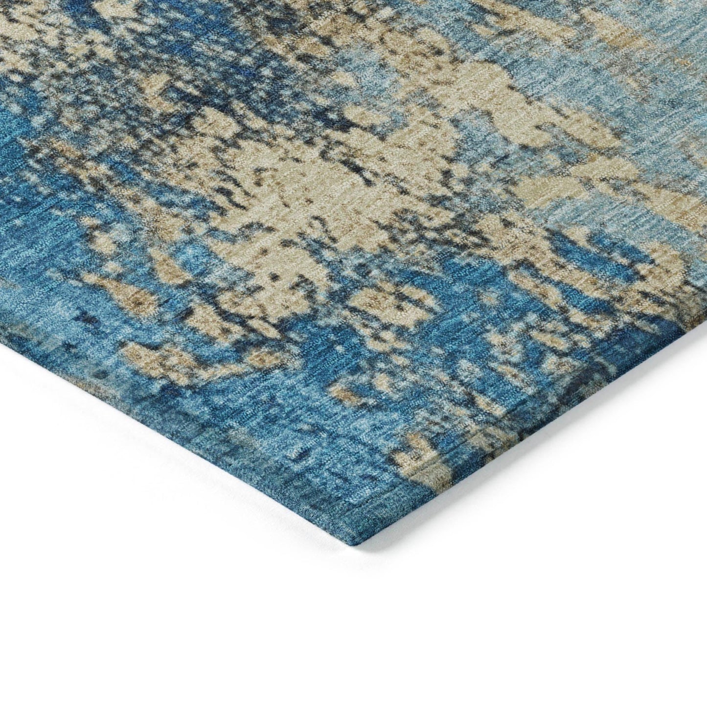 Naelira Blue Washable Indoor-Outdoor Rug