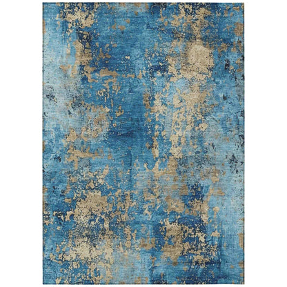 Naelira Blue Washable Indoor-Outdoor Rug