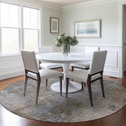 Naelira Brown Washable Indoor-Outdoor Rug