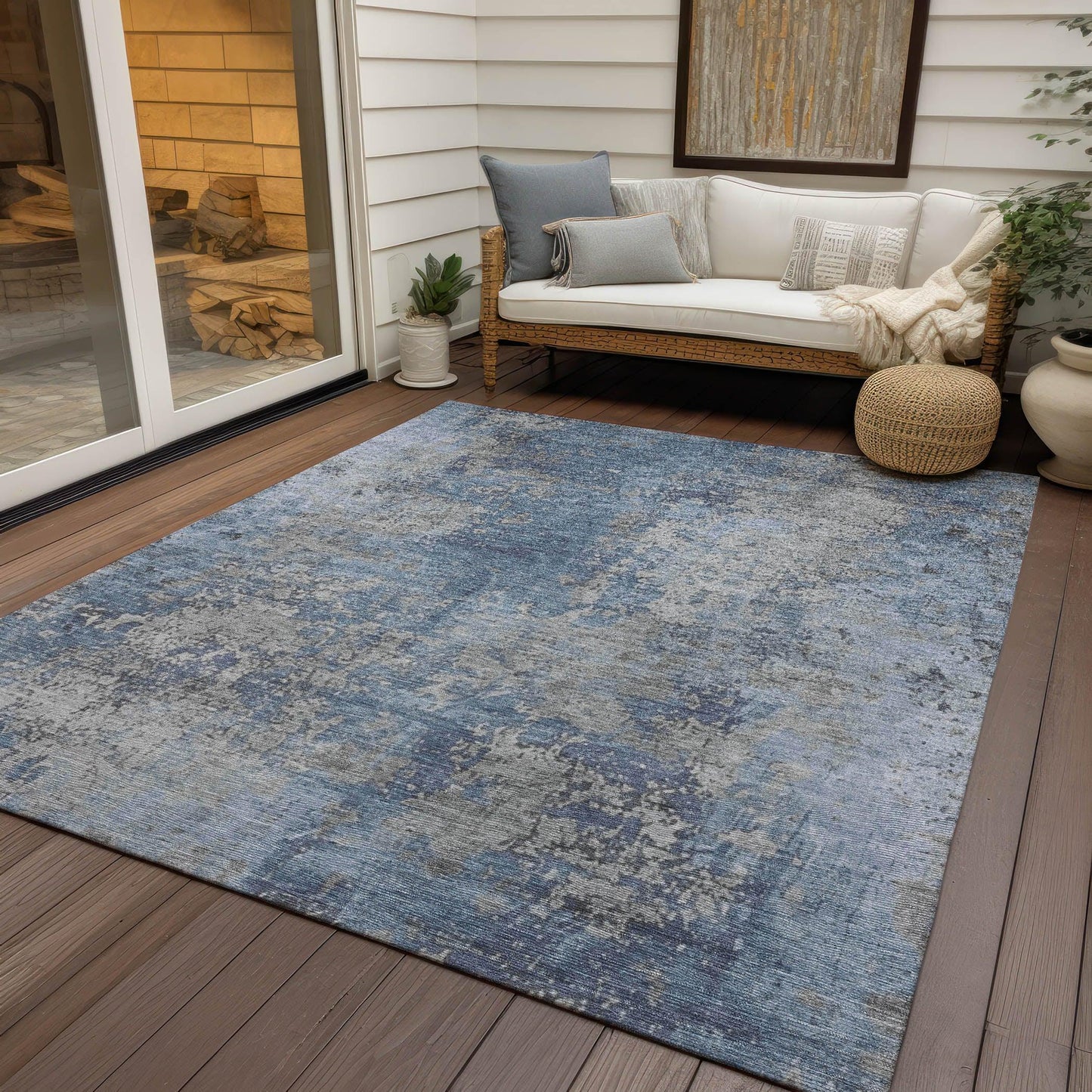 Naelira Denim Washable Indoor-Outdoor Rug