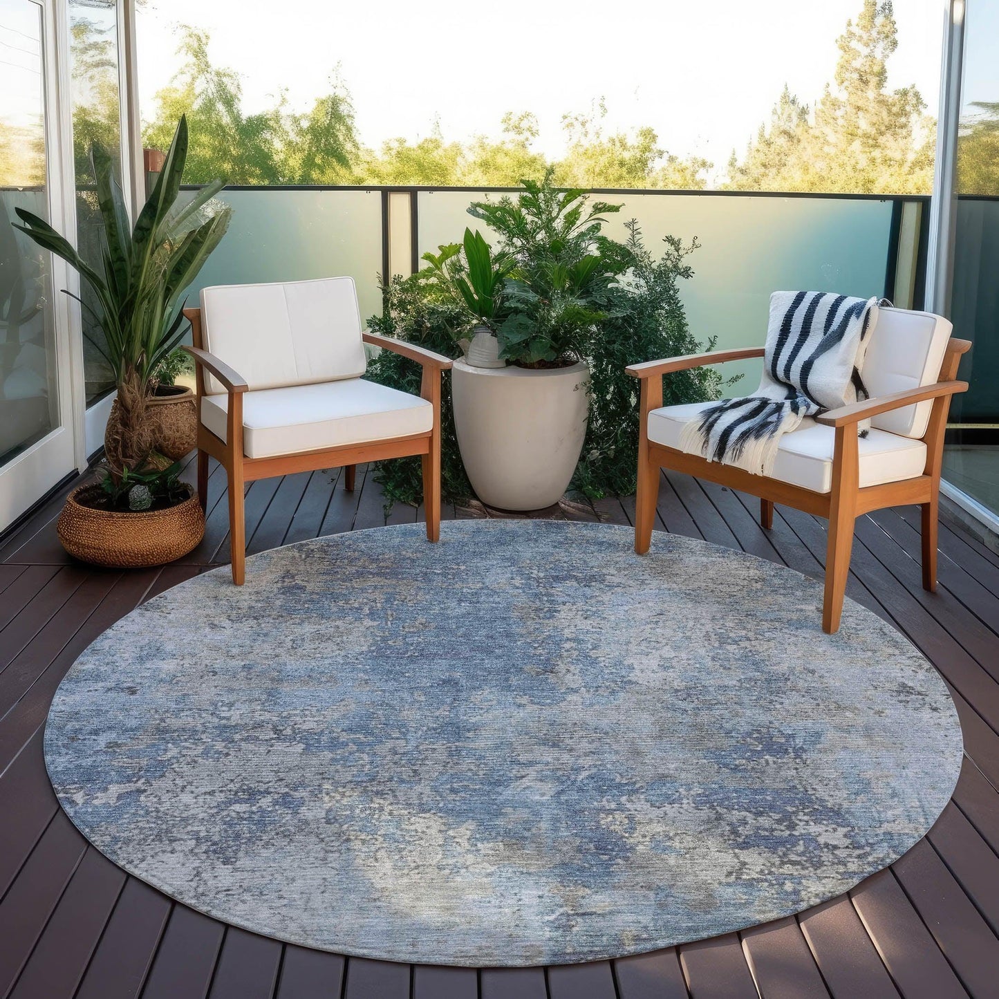 Naelira Denim Washable Indoor-Outdoor Rug