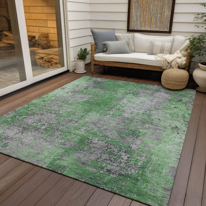 Naelira Green Washable Indoor-Outdoor Rug