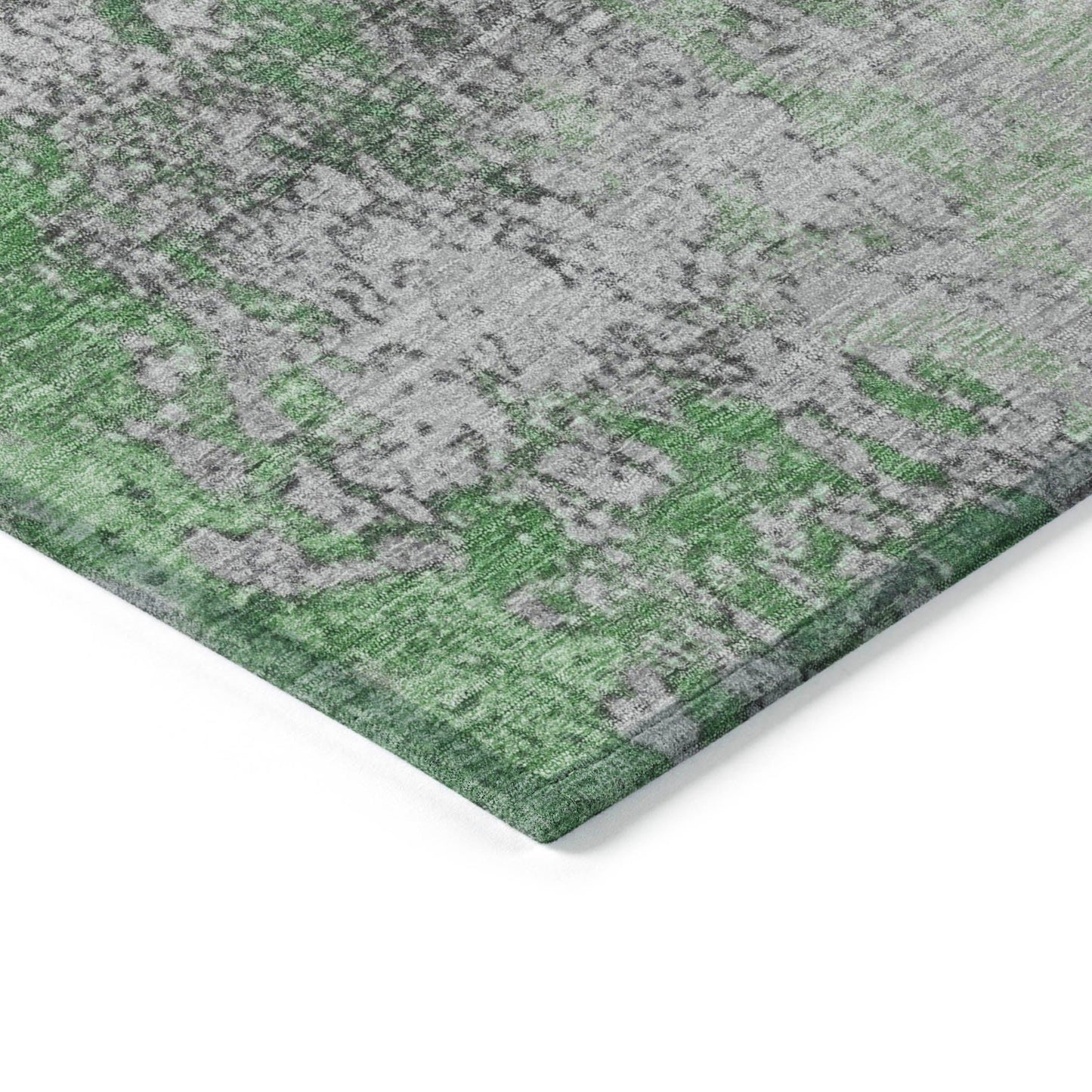 Naelira Green Washable Indoor-Outdoor Rug