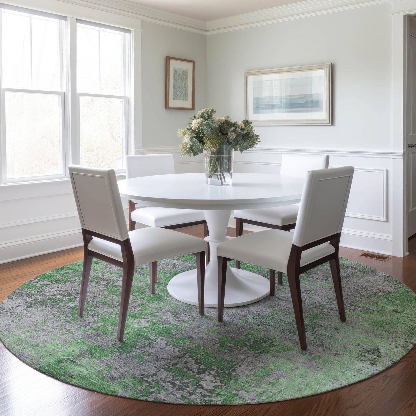 Naelira Green Washable Indoor-Outdoor Rug