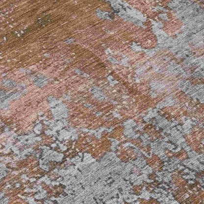 Naelira Orange Washable Indoor-Outdoor Rug