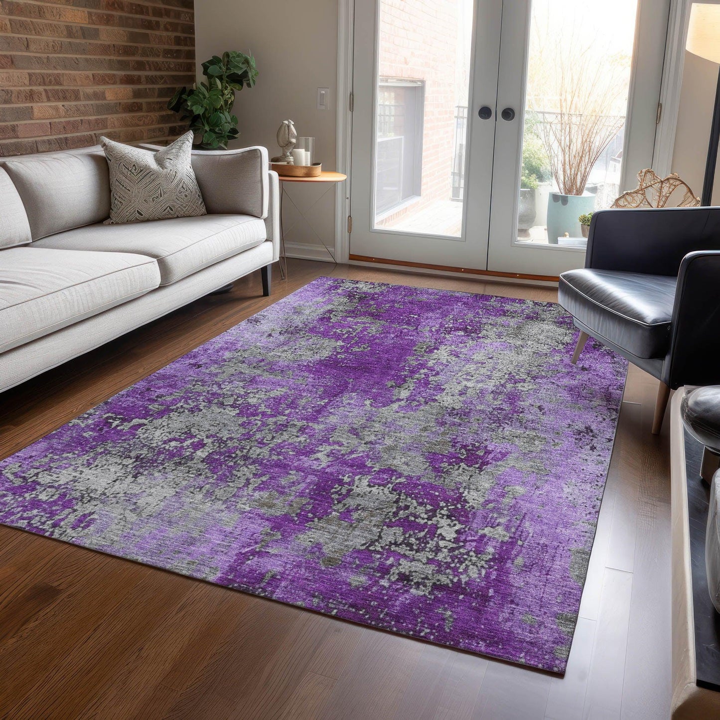 Naelira Purple Washable Indoor-Outdoor Rug