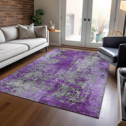 Naelira Purple Washable Indoor-Outdoor Rug