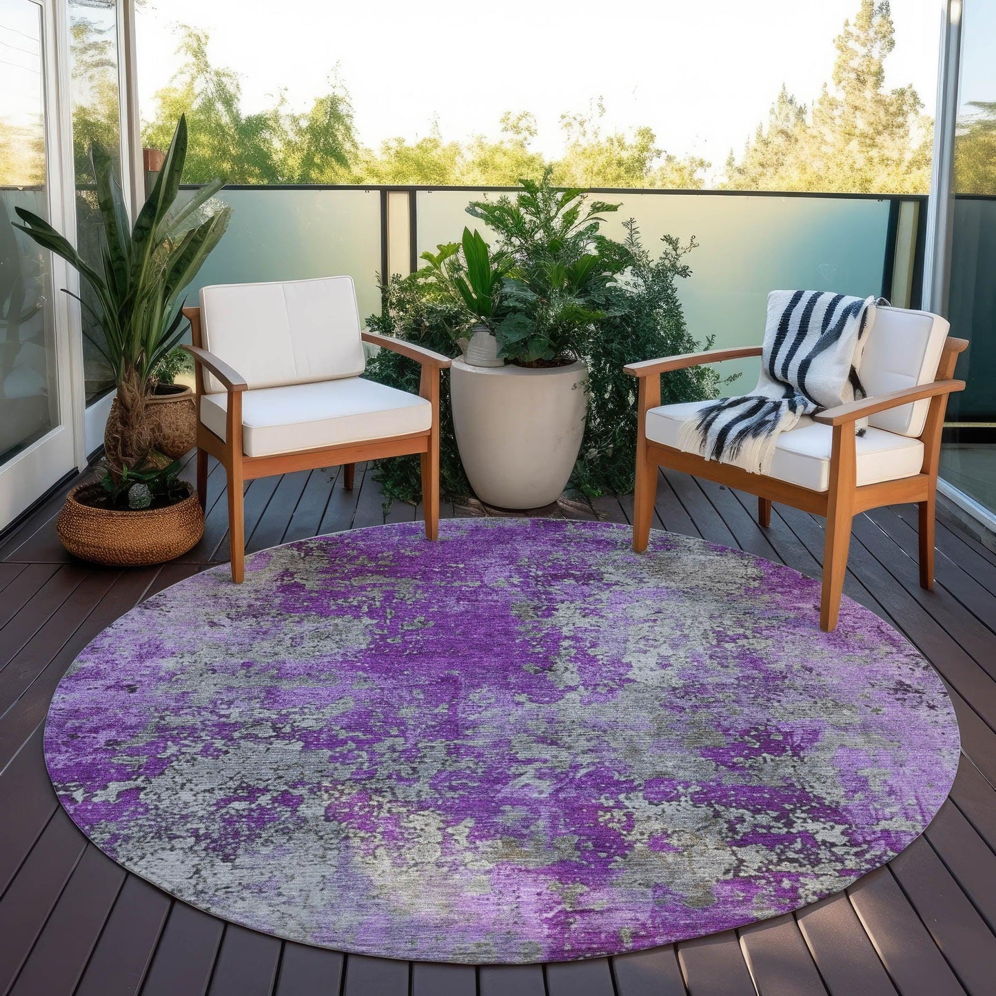 Naelira Purple Washable Indoor-Outdoor Rug