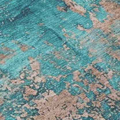 Naelira Teal Washable Indoor-Outdoor Rug