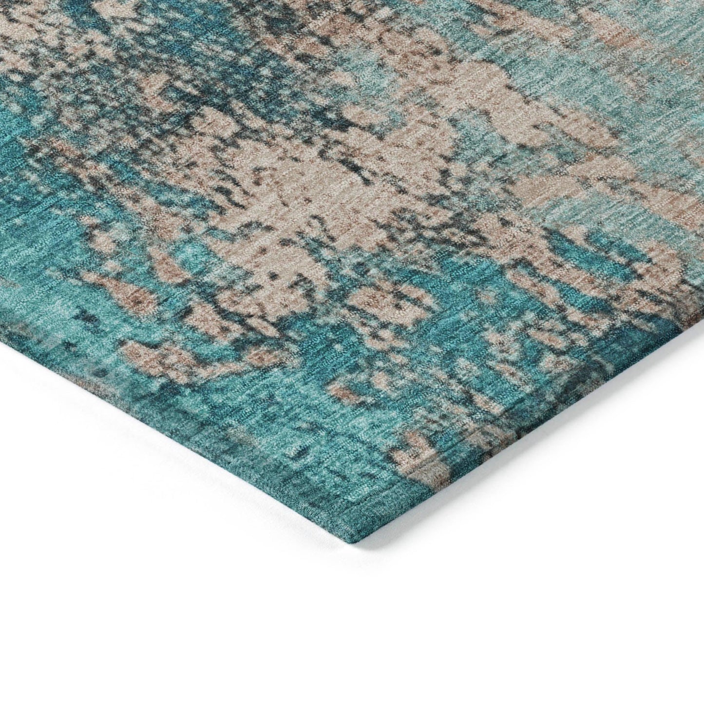 Naelira Teal Washable Indoor-Outdoor Rug