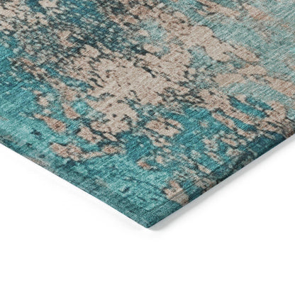 Naelira Teal Washable Indoor-Outdoor Rug