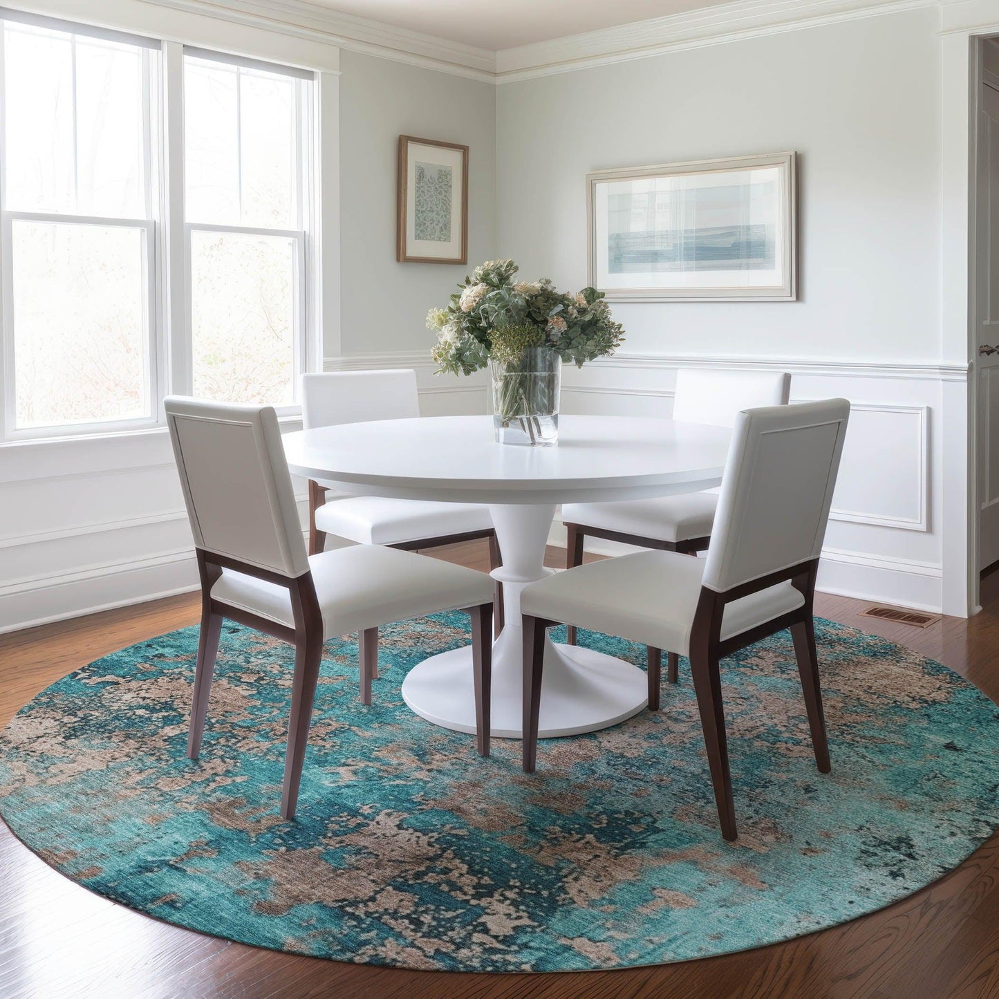 Naelira Teal Washable Indoor-Outdoor Rug